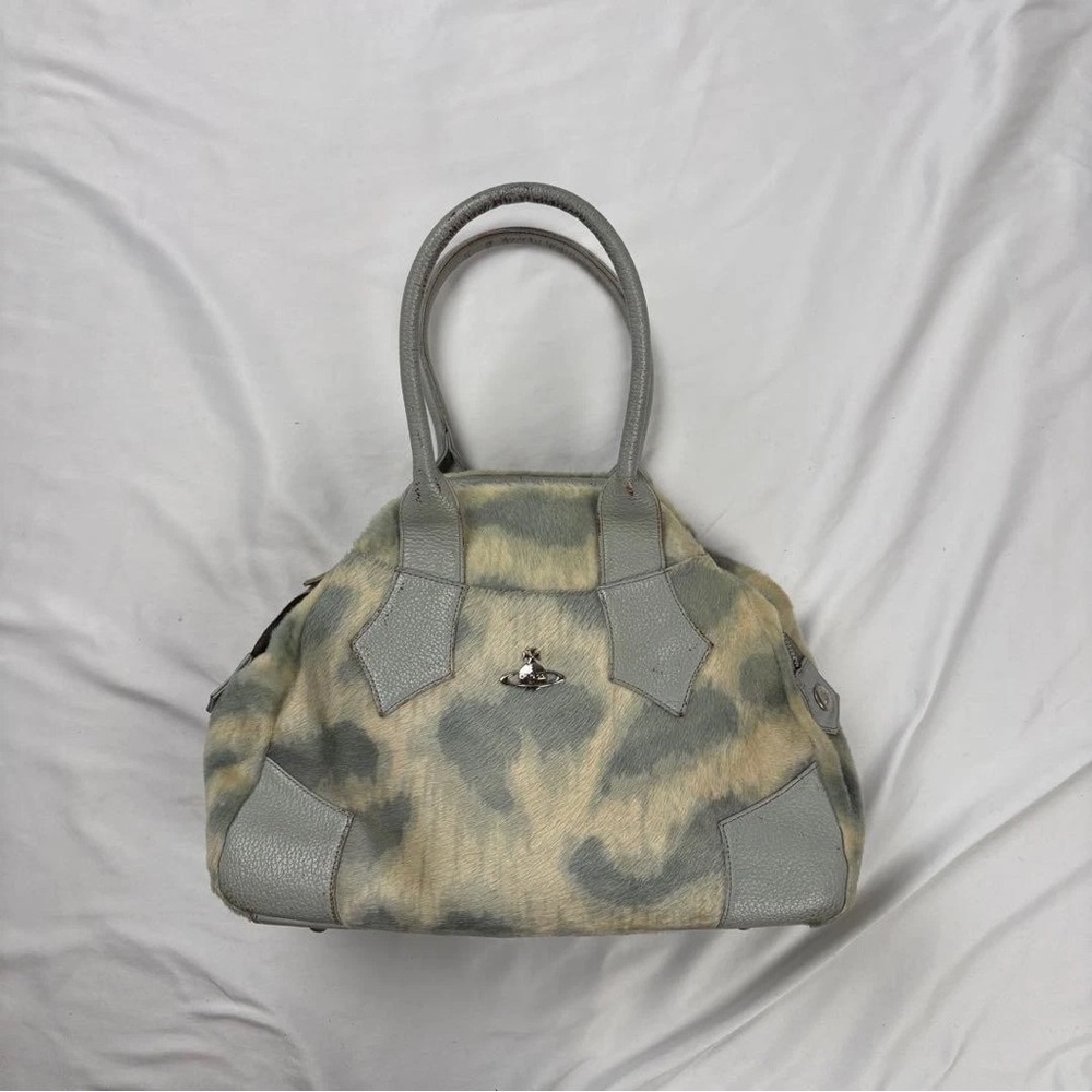 Gray and Cream Women's Bag